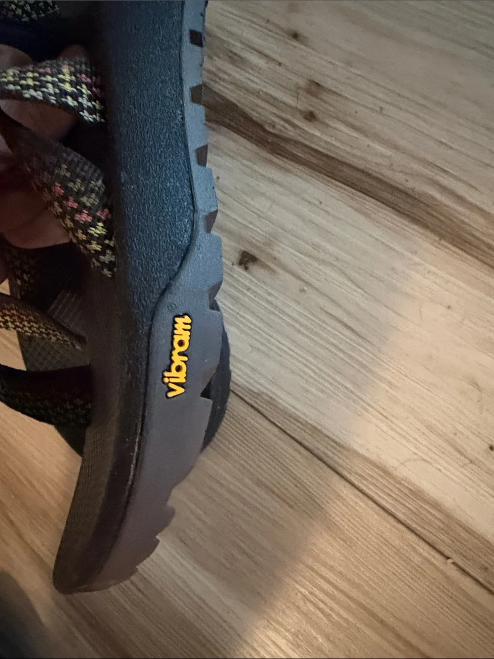 Brand New Chaco Sandals with Olive & Yellow  Patterned Straps